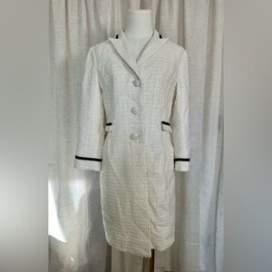 RED Valentino Long Tweed Coat with Black Ivory White Sz 4